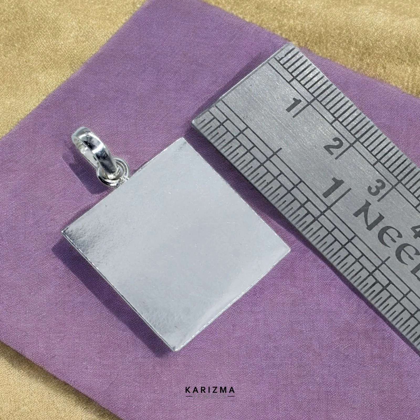 1 Inch Pure Solid Silver Square Piece (Chokor) Pendant lal kitab astrology