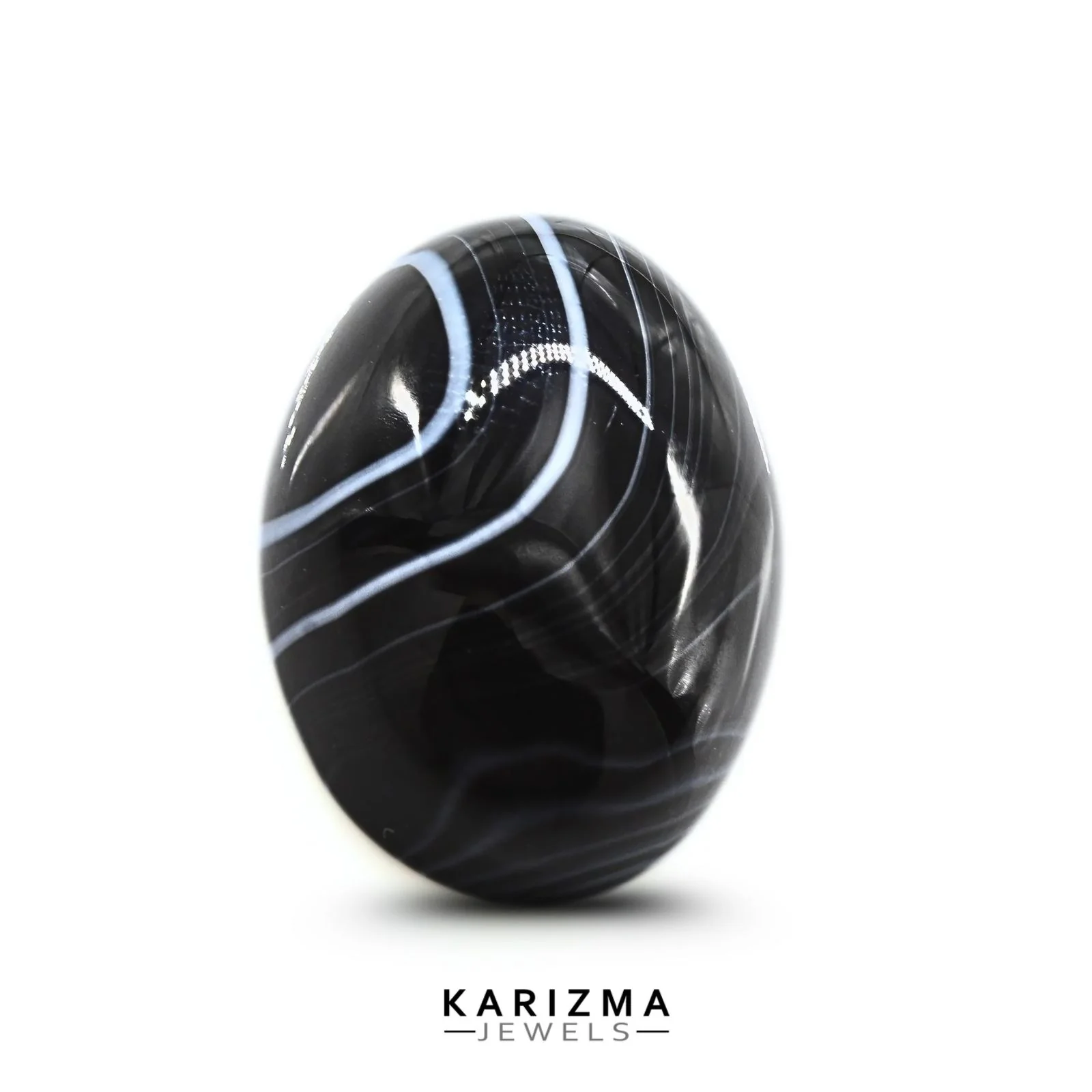 11.9Ct Classic Natural Black and Grey Hakik Oval Gemstone