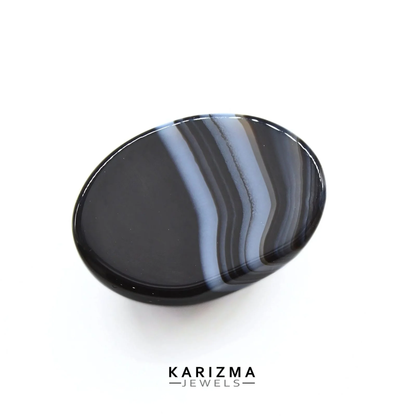12.6Ct Natural Black and Grey Sulemani Hakik Oval Polished Stone - Image 4