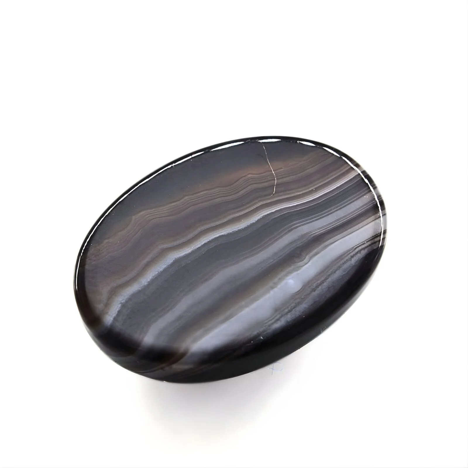 12.9Ct Natural Black and Grey Sulemani Hakik Oval Healing Gemstone - Image 4