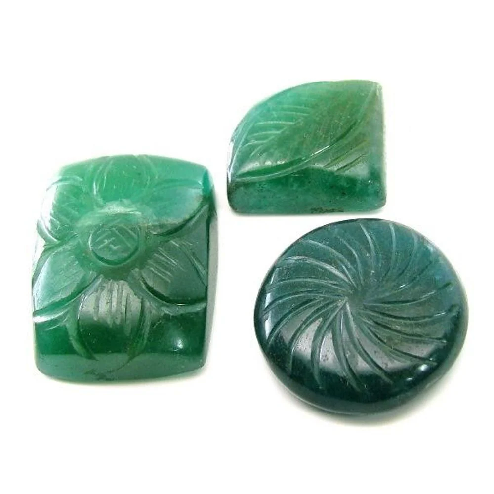 137.6Ct Genuine Green Quartz Crystal – Hand Carved Designer Gemstone - 3pc Lot - Image 2