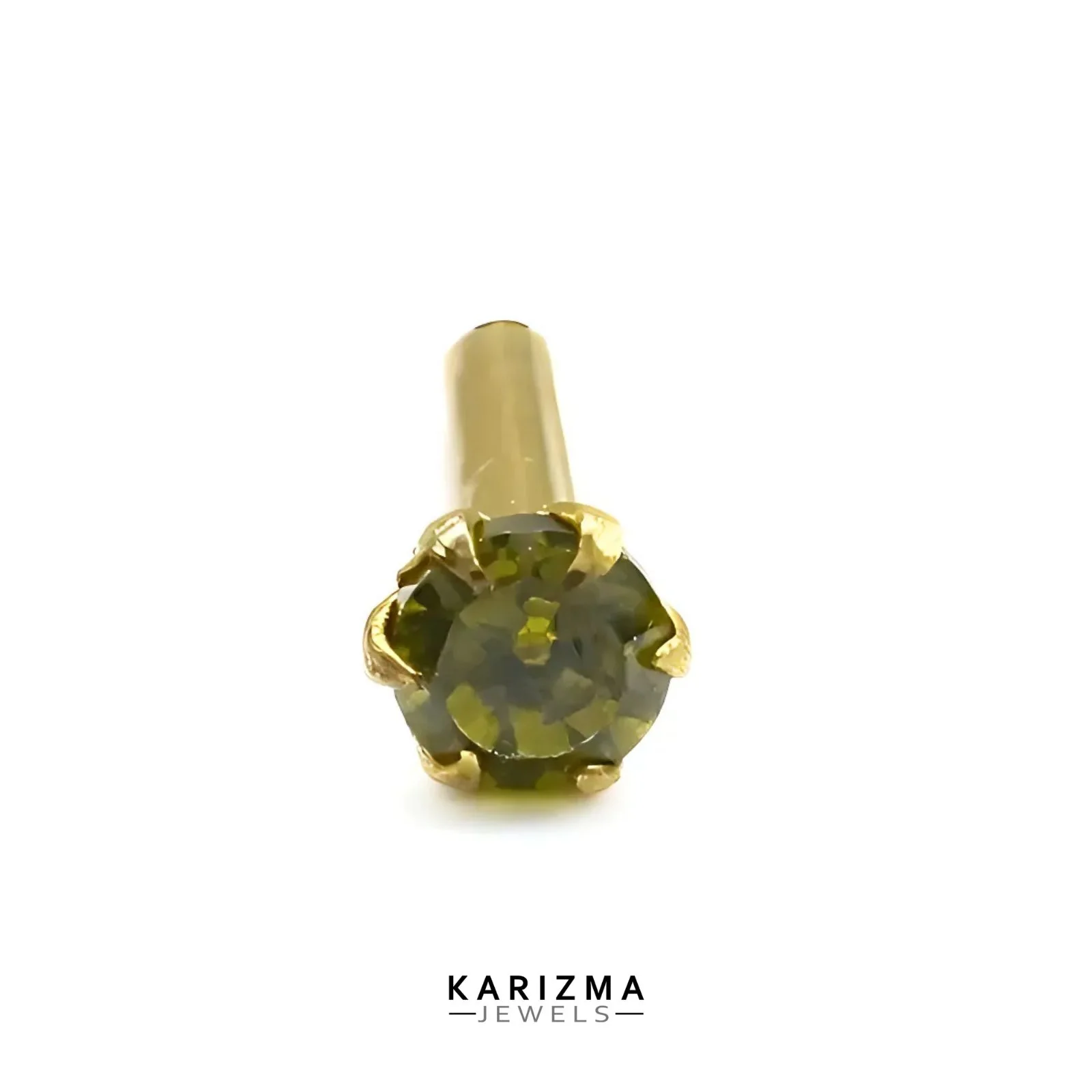14K Real Gold Women Green CZ small daily wear Nose stud nose ring Push Pin - Image 3