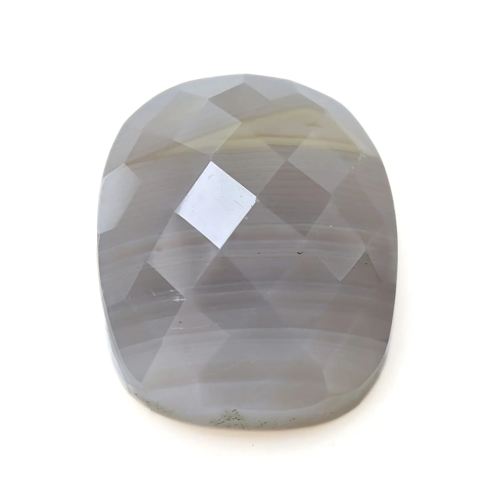 15.7Ct Elegant Milky White Natural Agate Cushion Checker Cut Gemstone - Image 2
