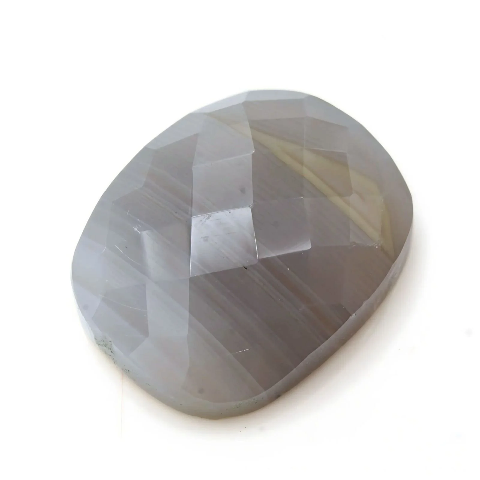 15.7Ct Elegant Milky White Natural Agate Cushion Checker Cut Gemstone - Image 3