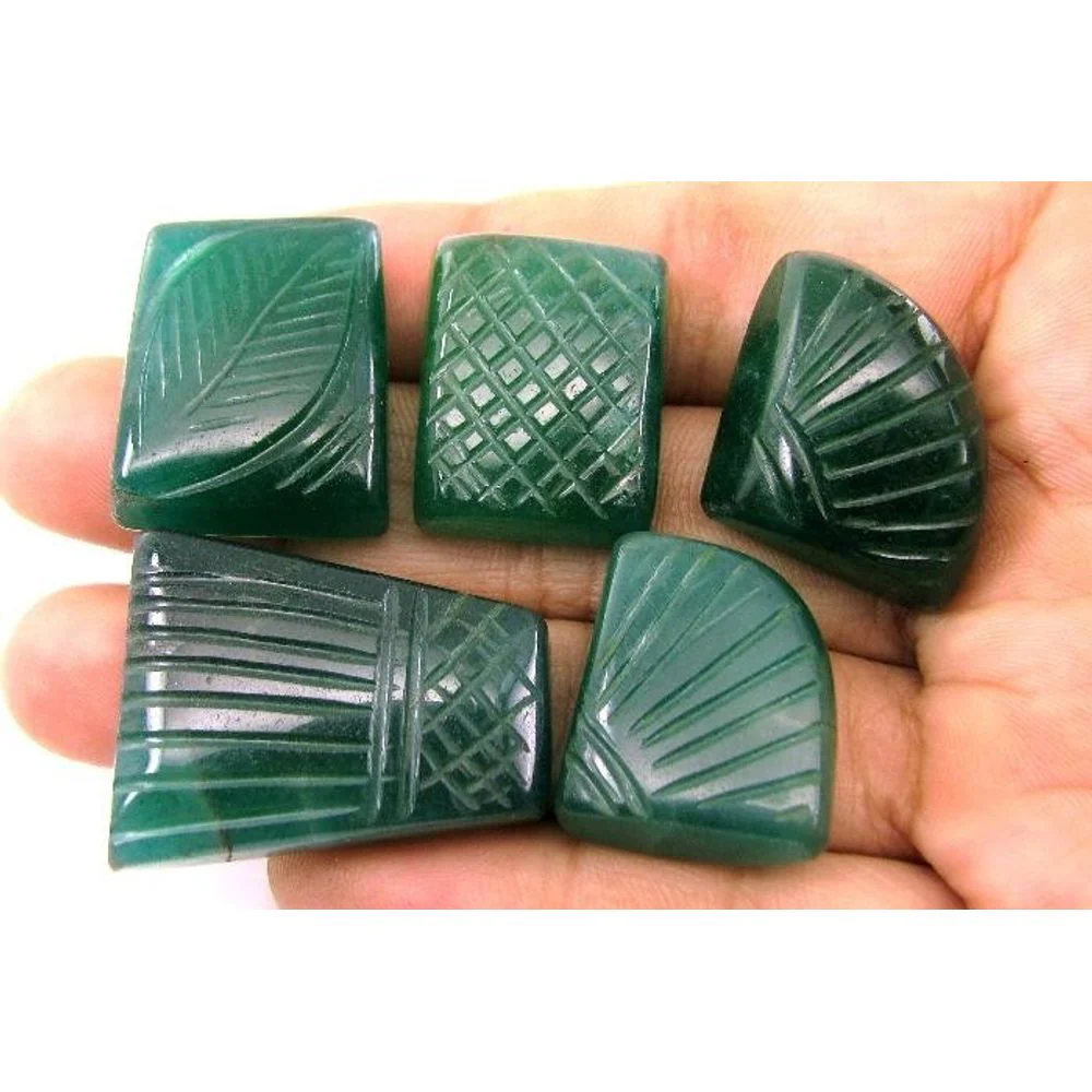 173.8Ct 5pc Luxury Green Quartz Crystal – Artisan Carved Jewelry Gem - Image 2
