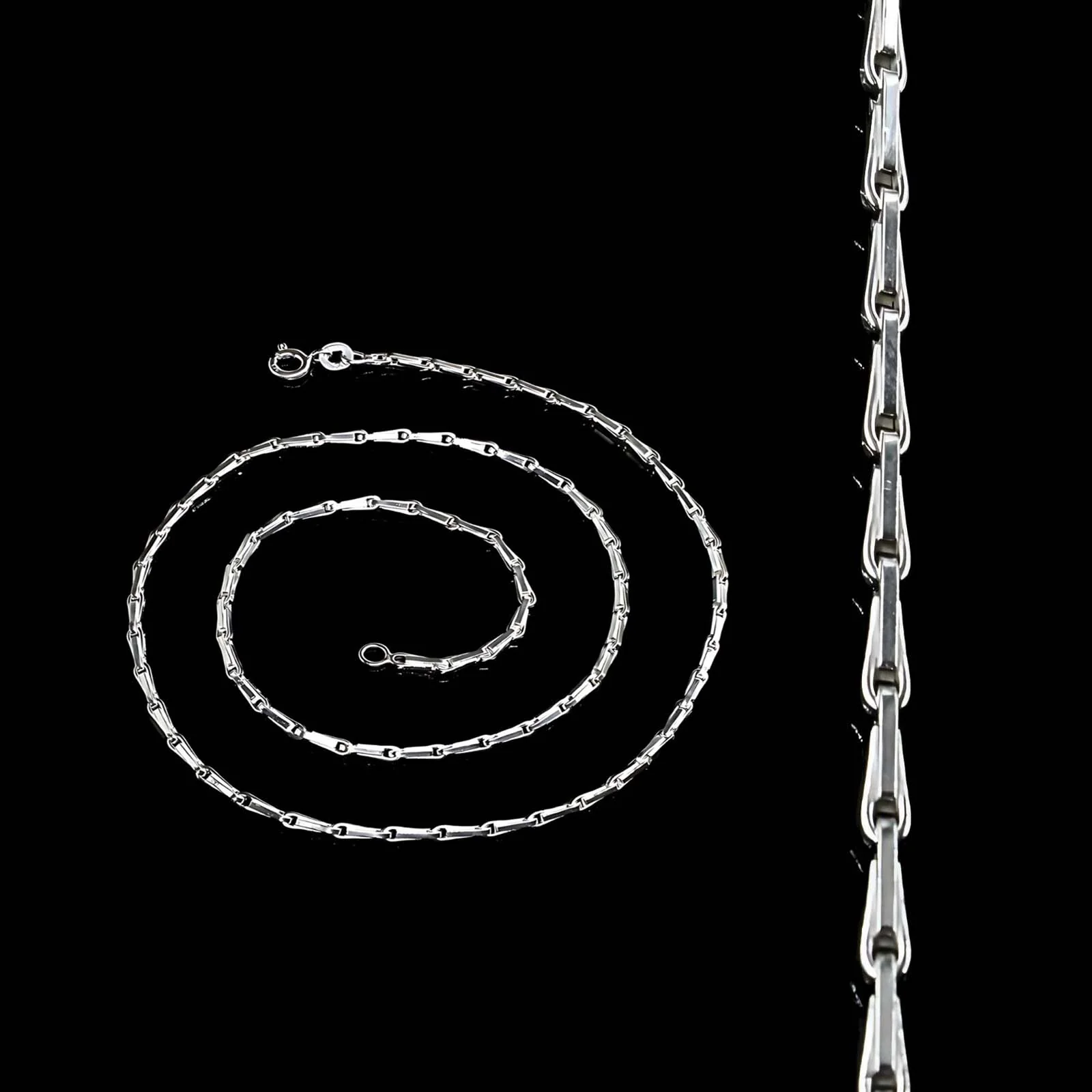 20" 925 Sterling Silver Rice Design Thin Chain Unisex Neck Chain - Image 3