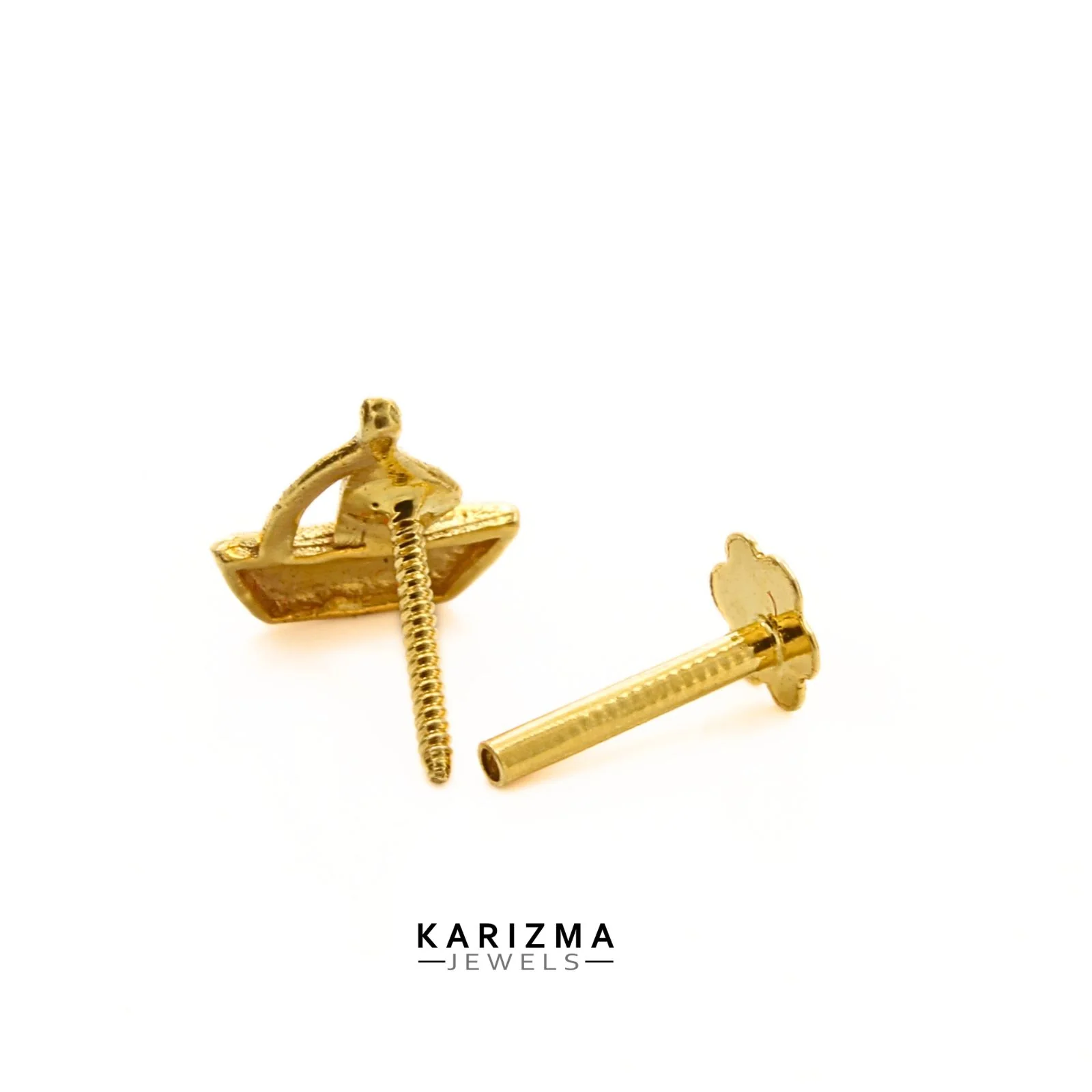 18K Real Gold fabulous Sailboat Nose stud cum Earring Gold Screw Back - Image 4
