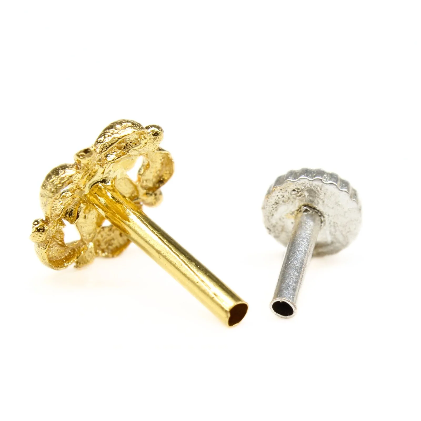 18K Real Gold Floral Indian designer Nose stud nose ring Push Pin - Image 4