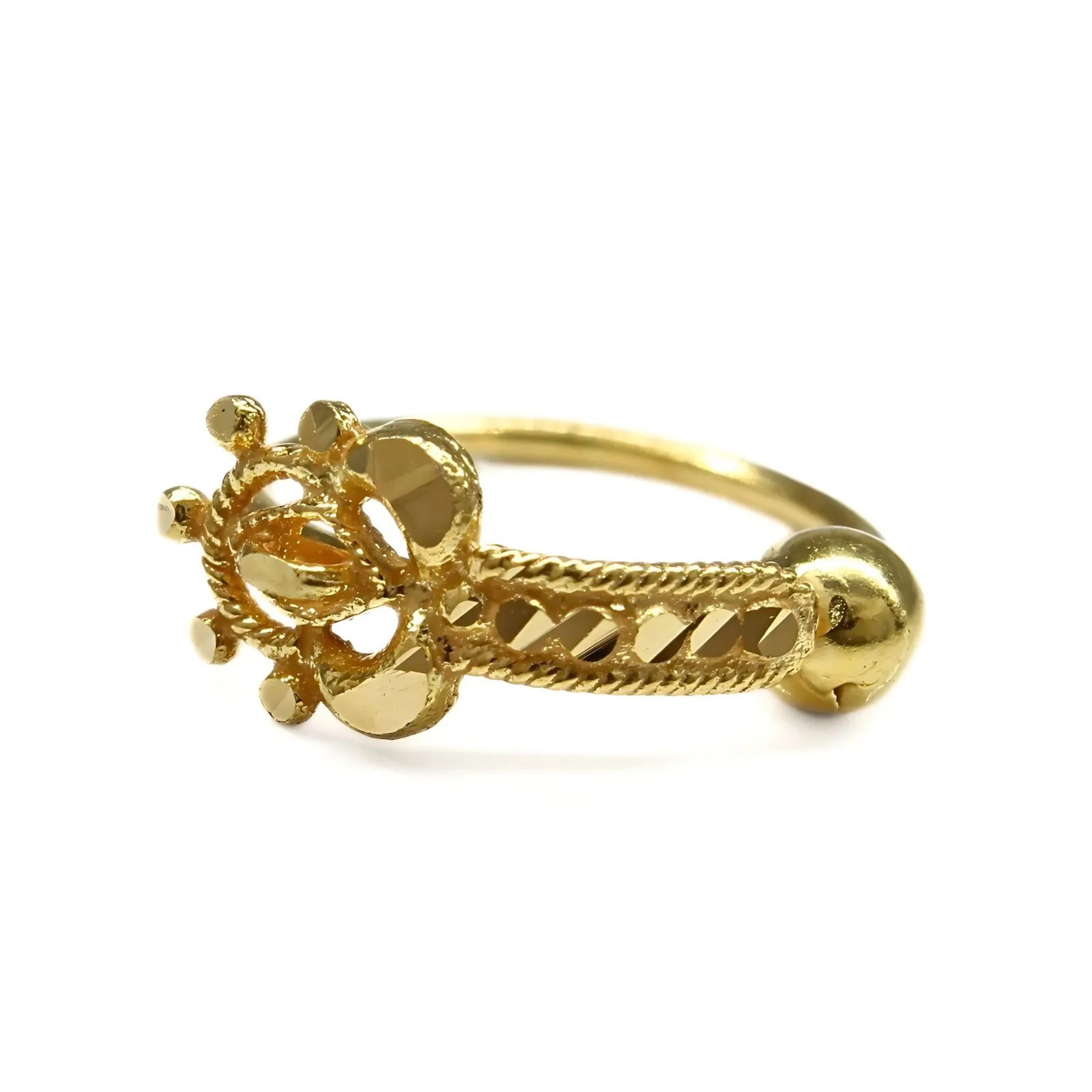 18K Real Gold Nose ring Indian Women gorgeous vertical style Nose Hoop Ring 22g - Image 3