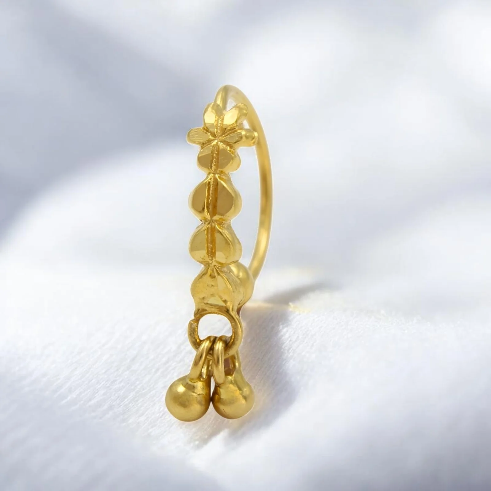 18K Real Gold Nose ring Indian Women Traditional Nose Hoop Ring 22g - Image 2