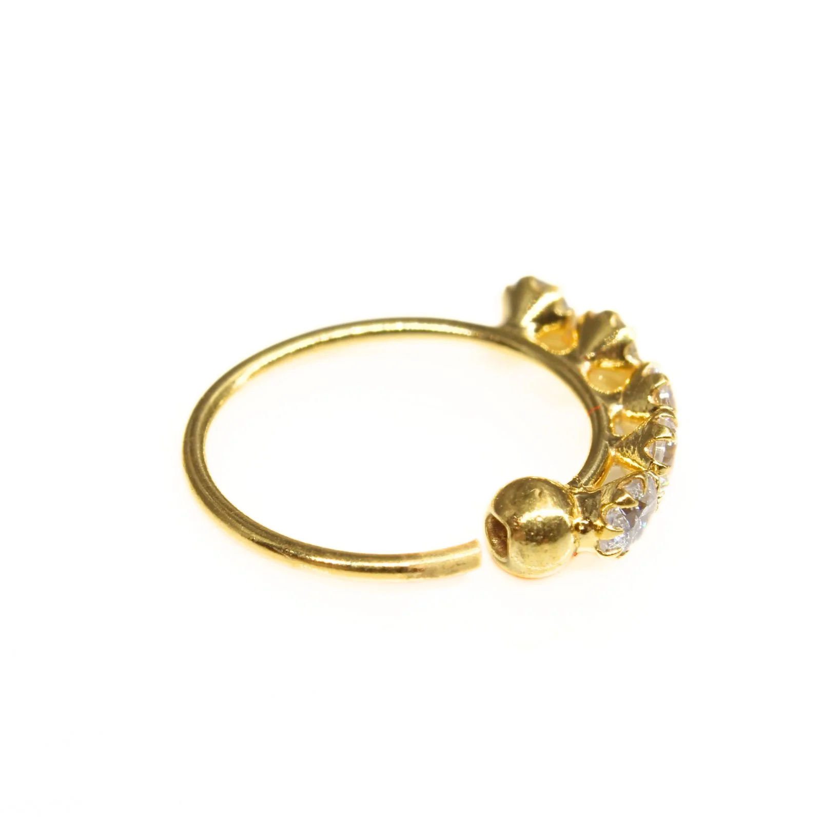 Nozera 18K Real Gold Nose ring 5 stone Nose Hoop Ring 22g - Image 4