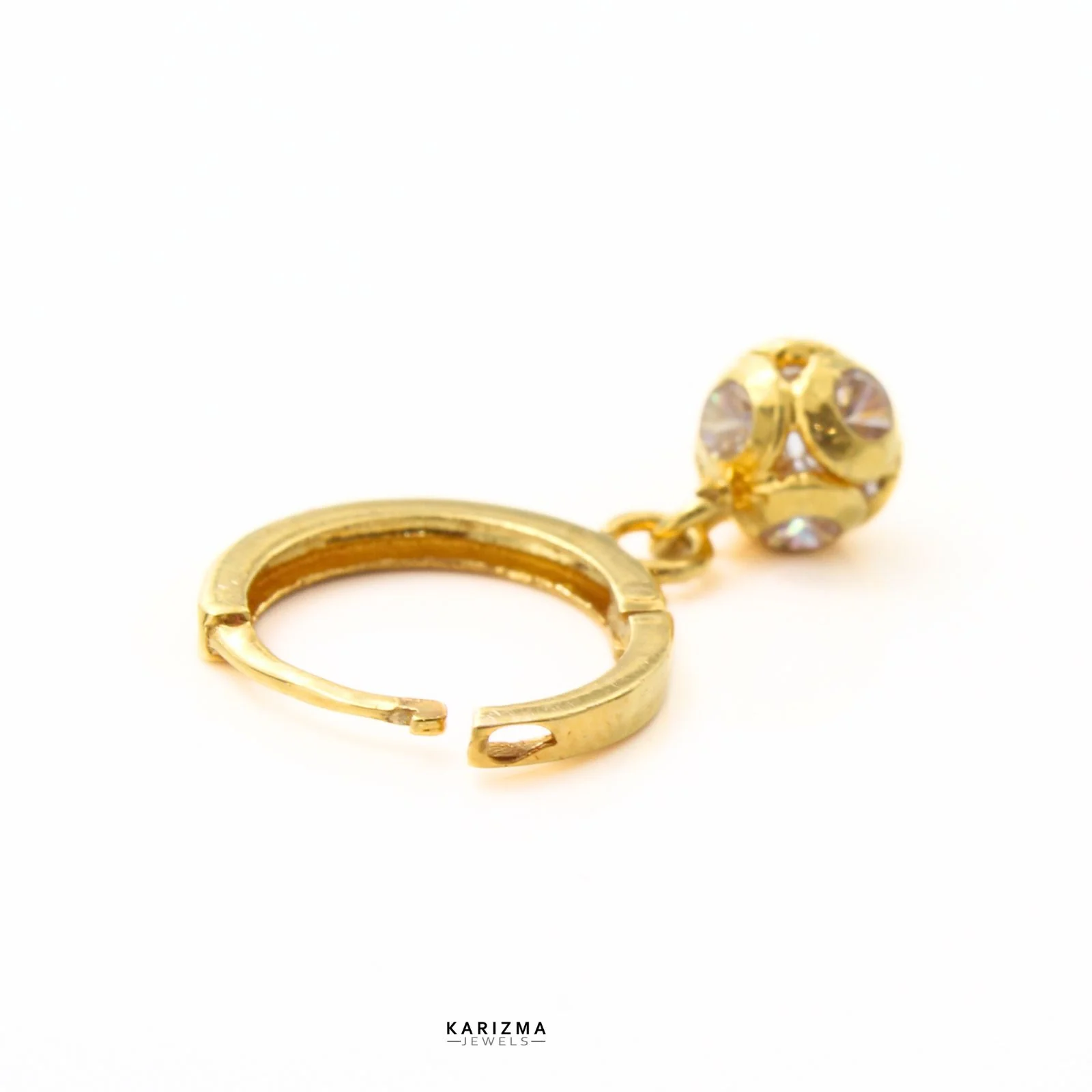 18K Real Gold Nose ring White CZ Studded Piercing Nose Hoop Ring 22g - Image 4