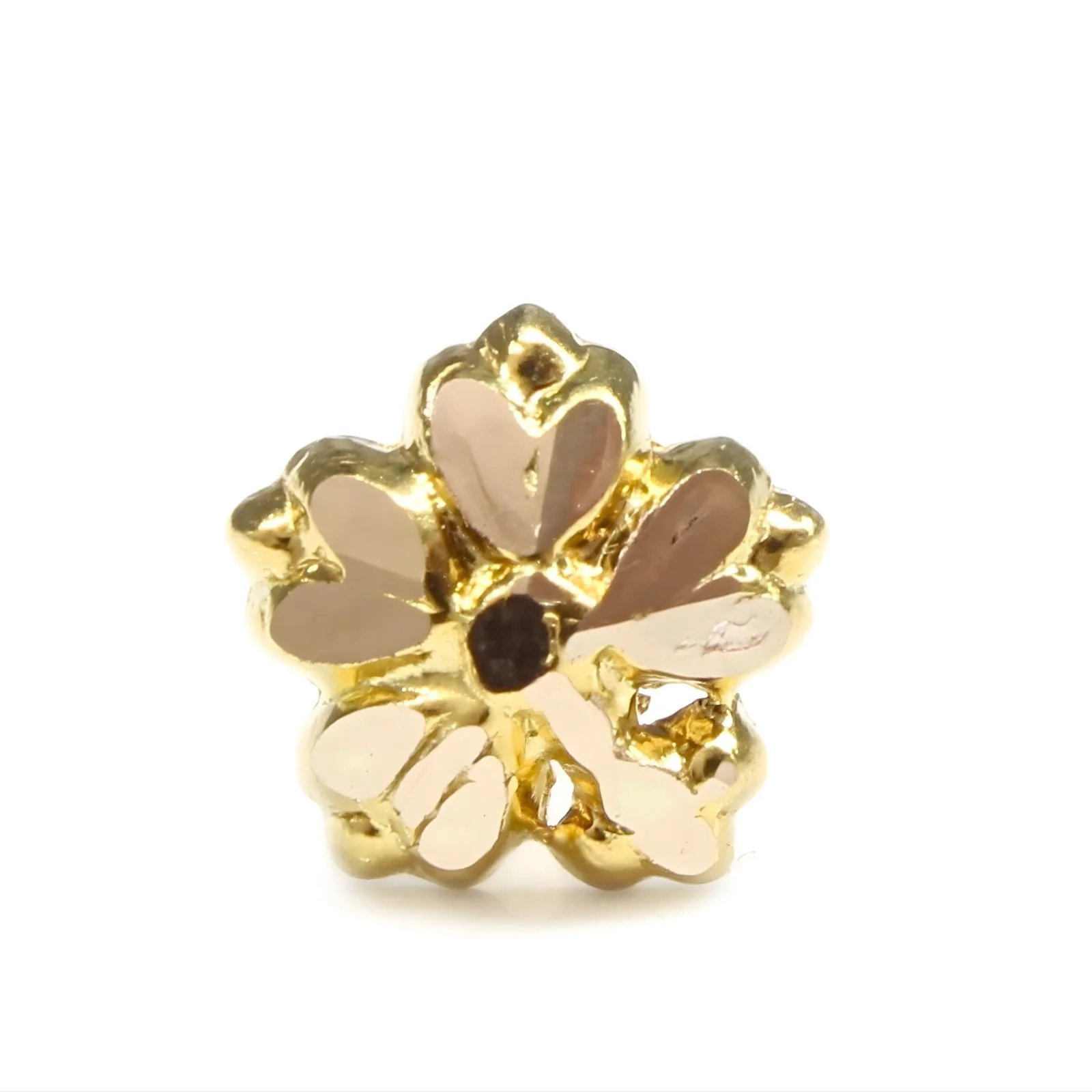 18K Real Gold women flower Nose stud nose ring Push Pin - Image 2
