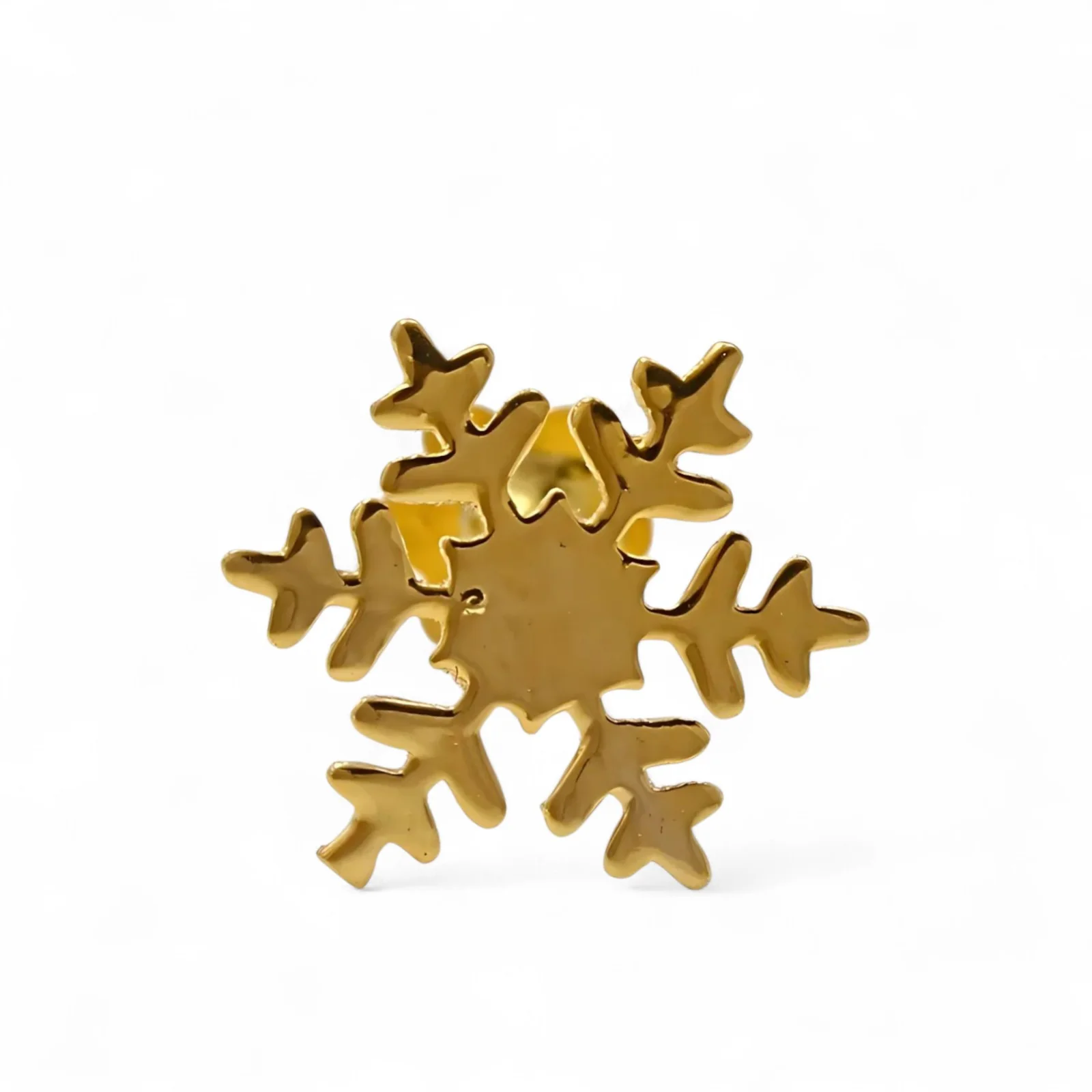 18K Real Gold women Snowflake Nose stud cum Earring Gold Screw Back - Image 2
