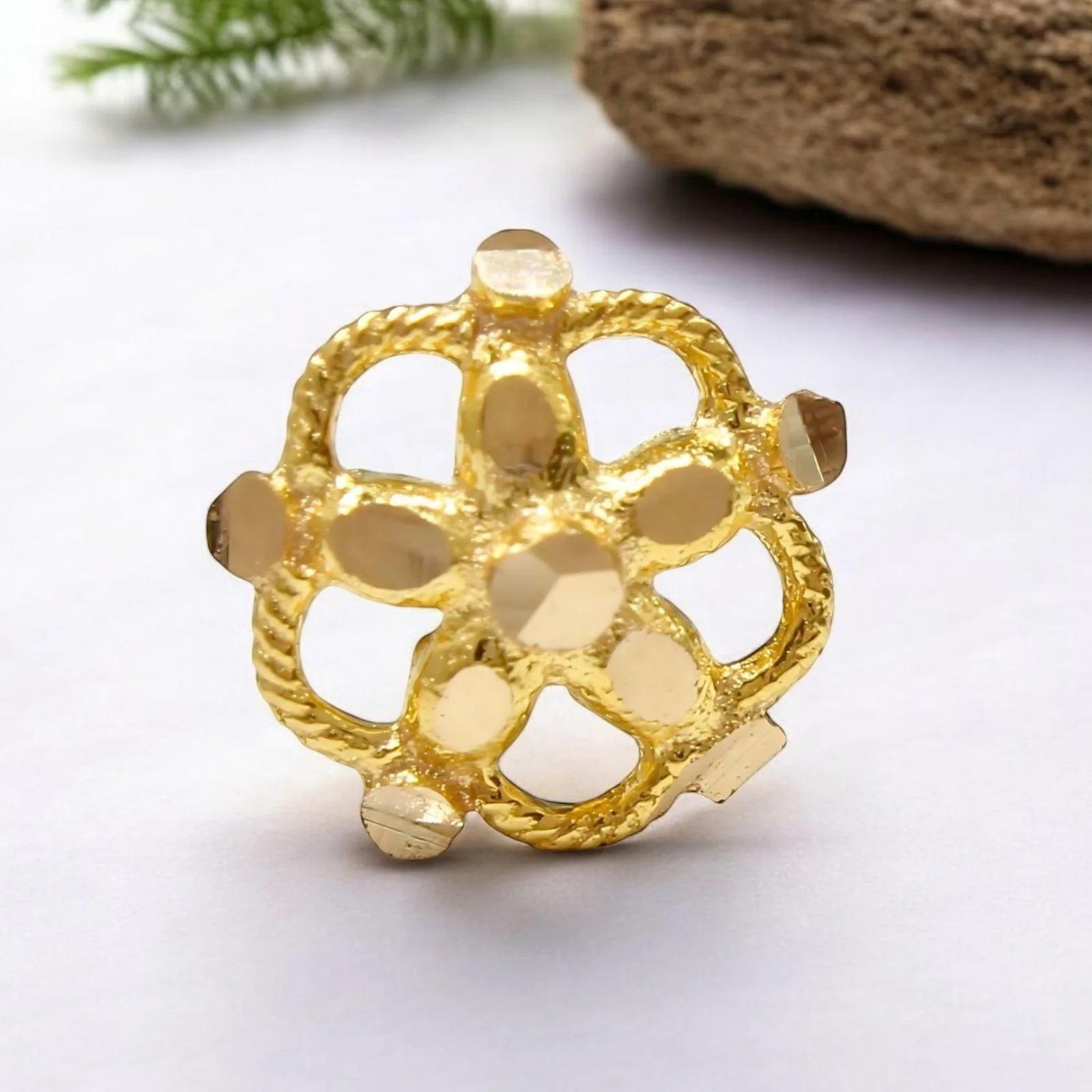 18K Real Gold women Star flower style Nose stud nose ring Push Pin