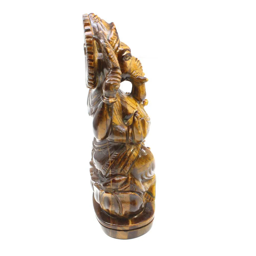 1983Ct Tiger Eye Carved Lord Ganesha Extra-Large Sculpture - Image 3