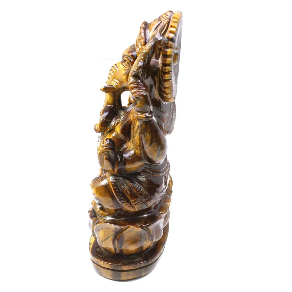 1983Ct Tiger Eye Carved Lord Ganesha Extra-Large Sculpture - Image 5