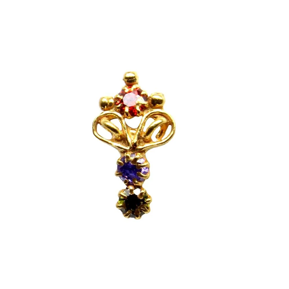 22k gold plated Muti CZ nose pin - Image 2
