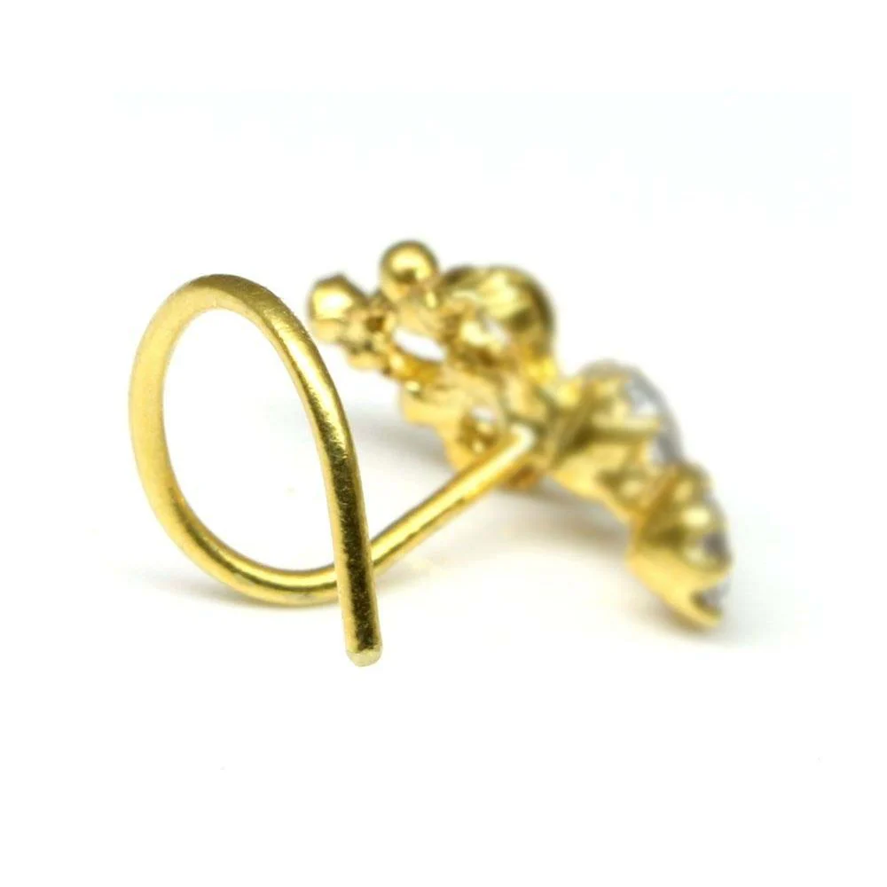 22k gold plated Muti CZ nose pin - Image 3