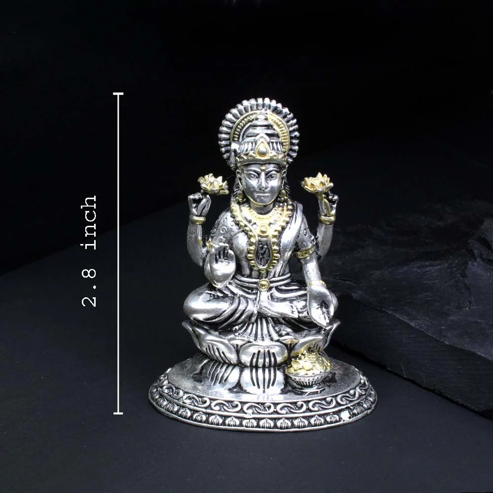 2D 925 Real Sterling Silver Oxidized Laxmi Statue religious Diwali gift