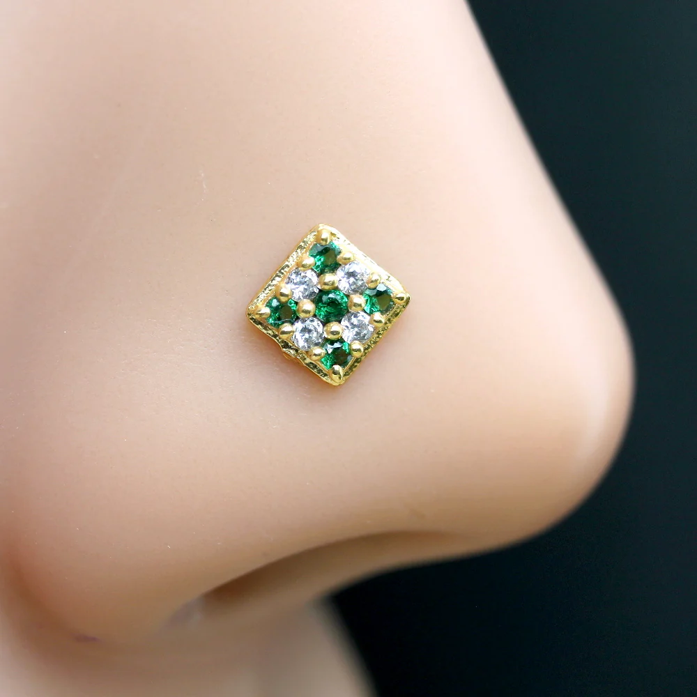 2pc Set Gold Plated square Nose Stud - Image 4