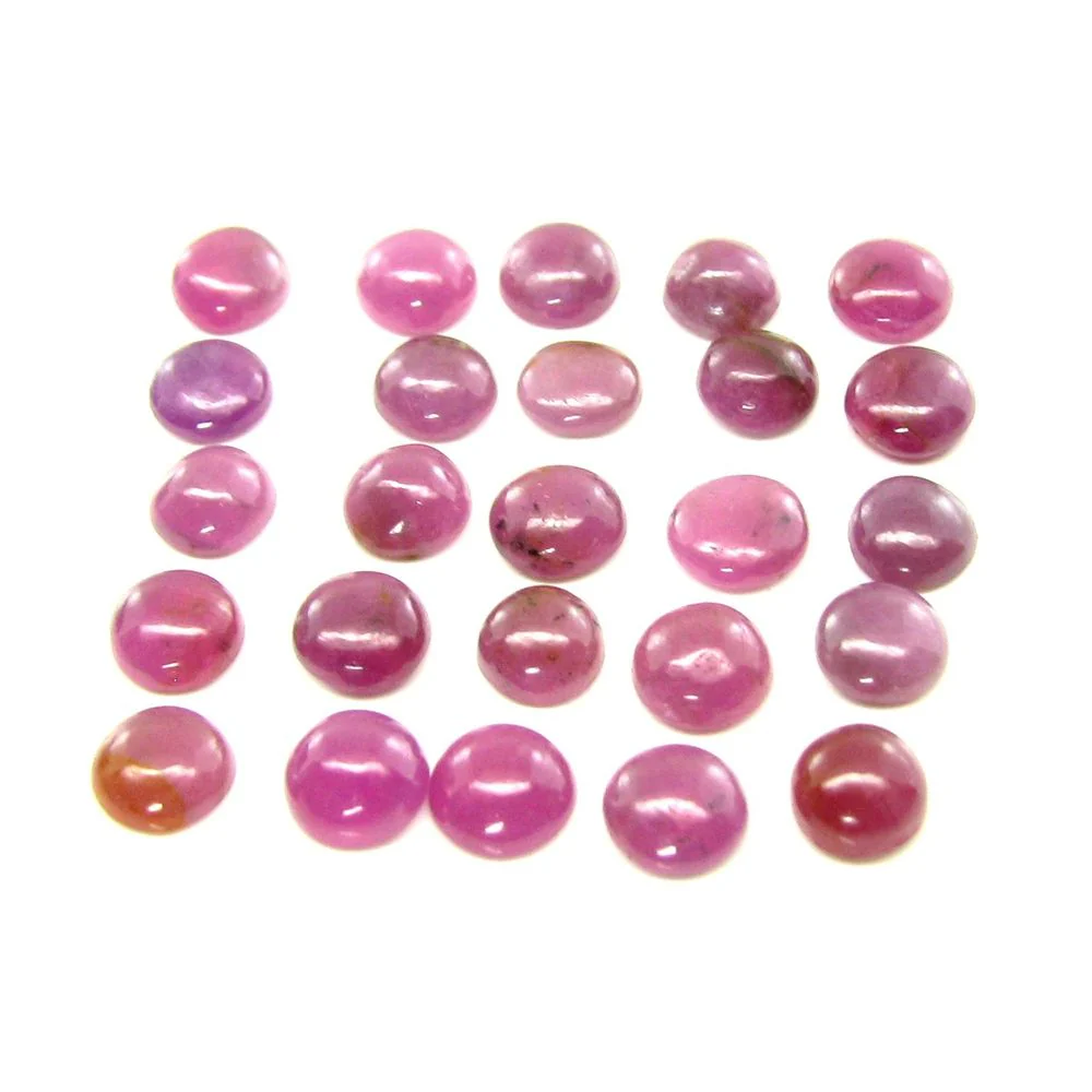 40 Piece Natural Ruby Round Cabochon Gemstone Lot – 48.9 Ct
