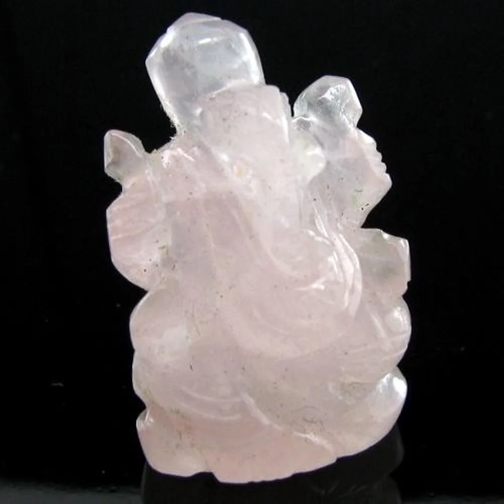 43.7Ct Pink Rose Quartz Carved Lord Ganesha Statue for Prosperity & New Beginnings - Image 3
