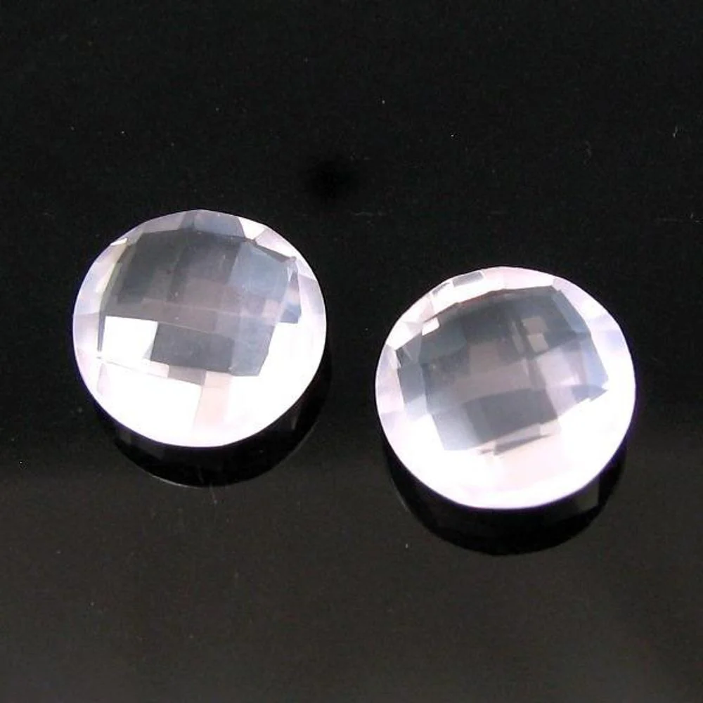 5.6Ct Pair Natural Rose Quartz Round Gemstones - Image 2