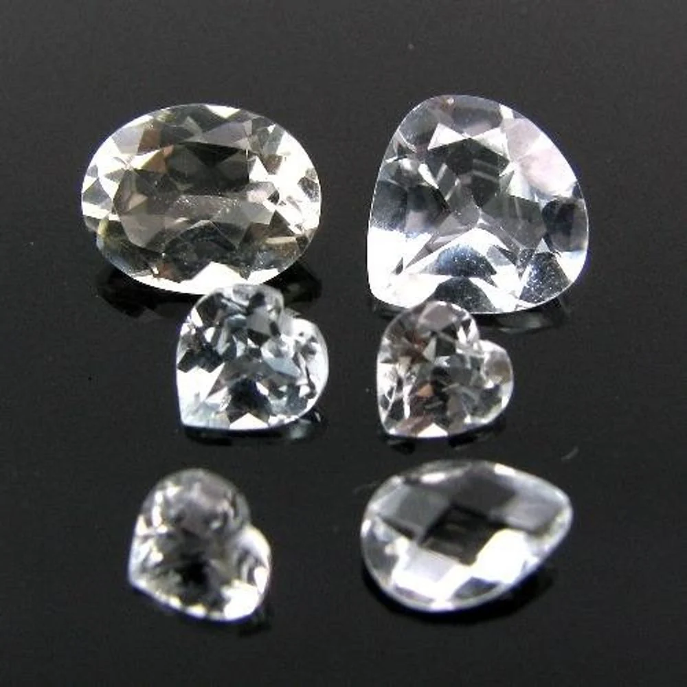 6.2Ct 6pc Wholesale Lot Natural Clear White Topaz Oval Pear Heart Faceted Gems