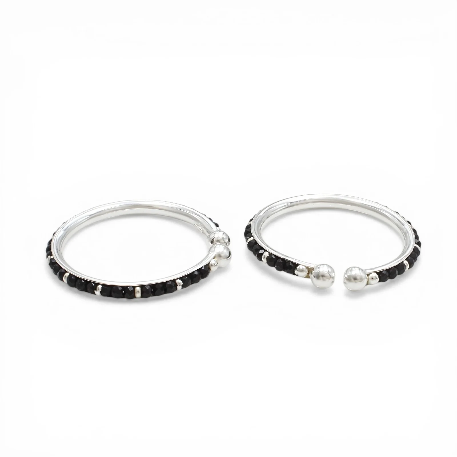 925 Real Silver Black Beads Nazariya kids Bangles Bracelet - Pair - Image 4