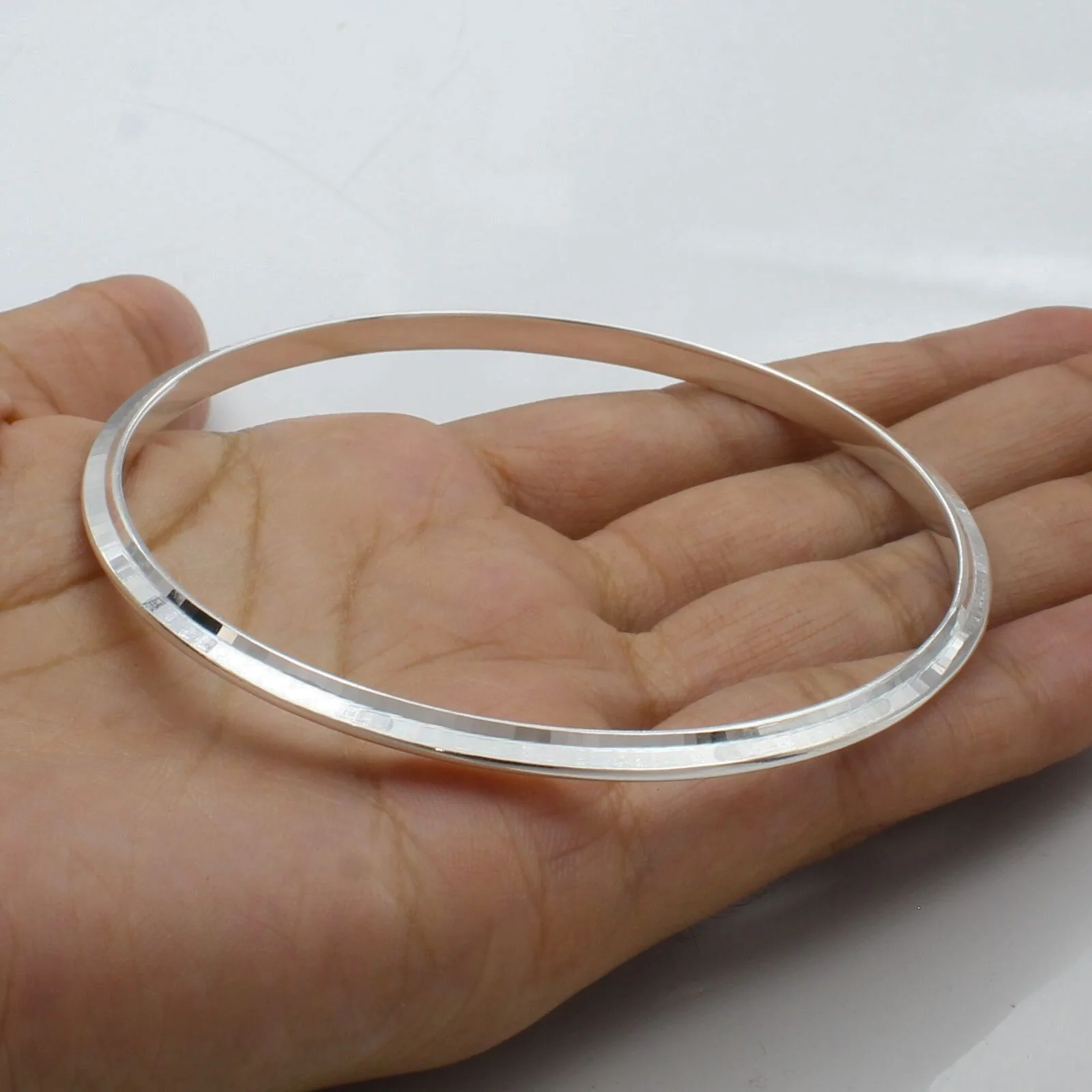 925 Real Silver Men's Bangle Bracelet - 6.6 CM - Image 2