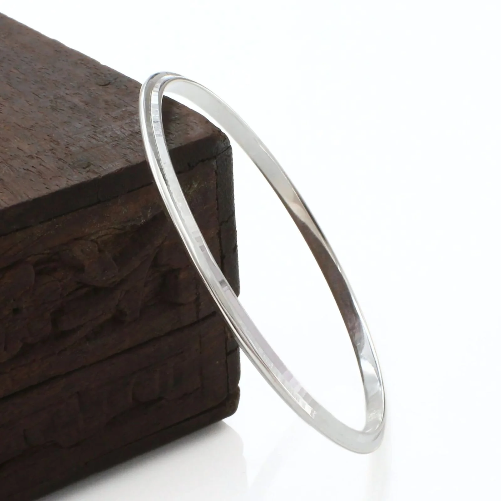 925 Real Silver Men's Bangle Bracelet - 6.6 CM - Image 3