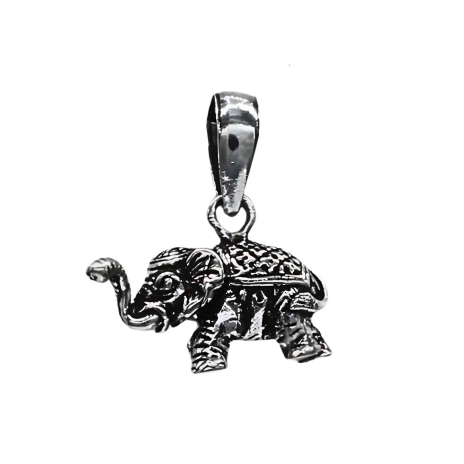 925 Real Silver Oxidized Elephant With Trunk Up Pendant - Image 4