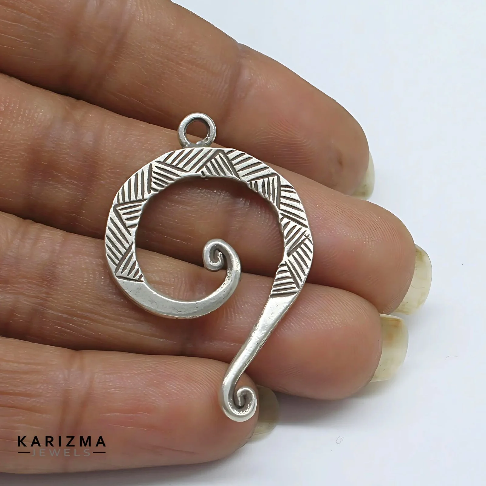 925 Real Silver unique Oxidized Spiral Unisex Pendant - Image 3