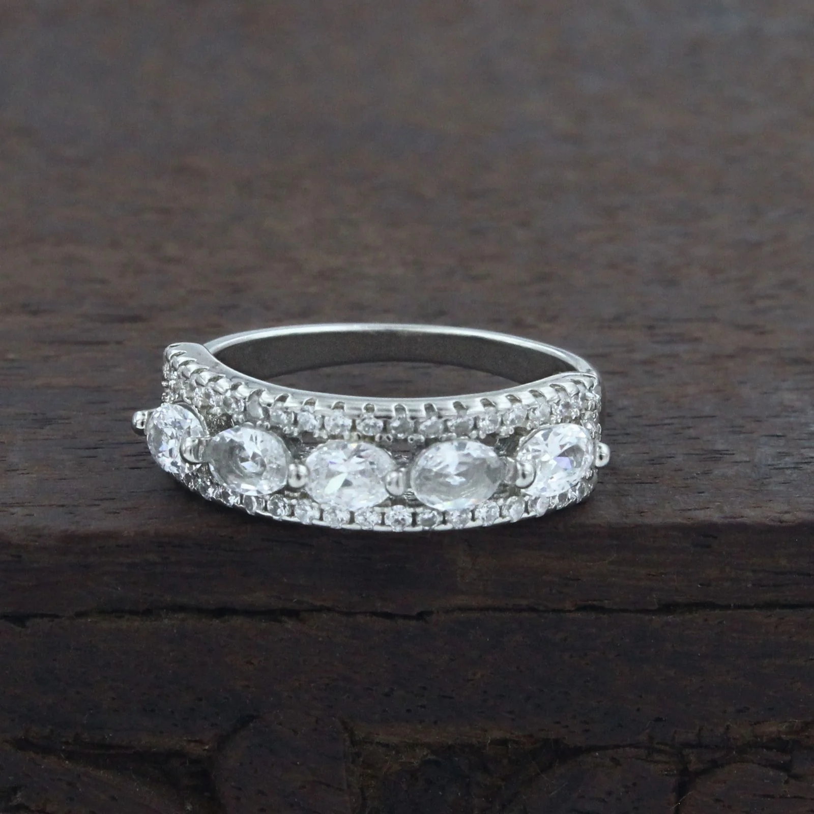 925 Real Silver White CZ Luxury Engagement Ring