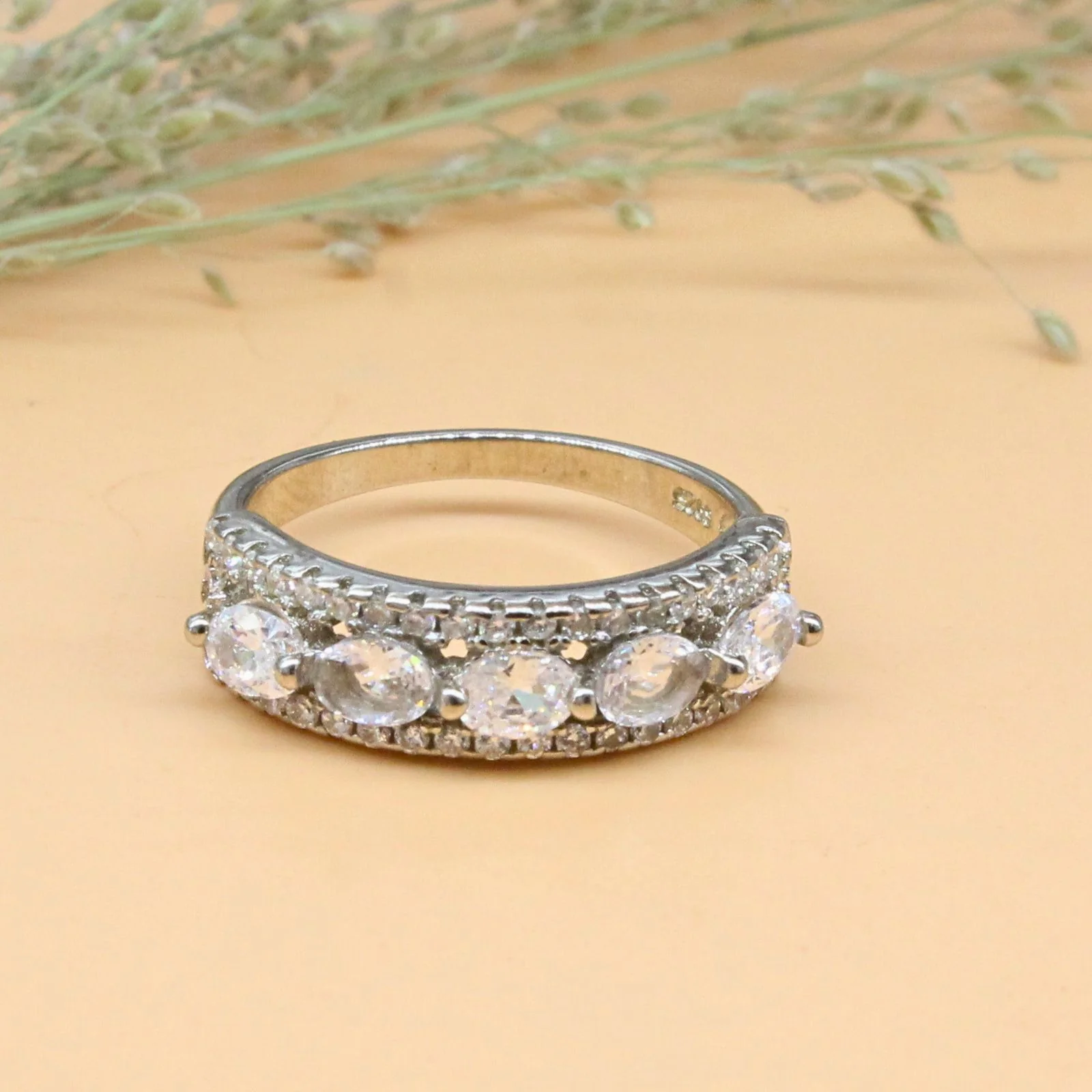925 Real Silver White CZ Luxury Engagement Ring - Image 2