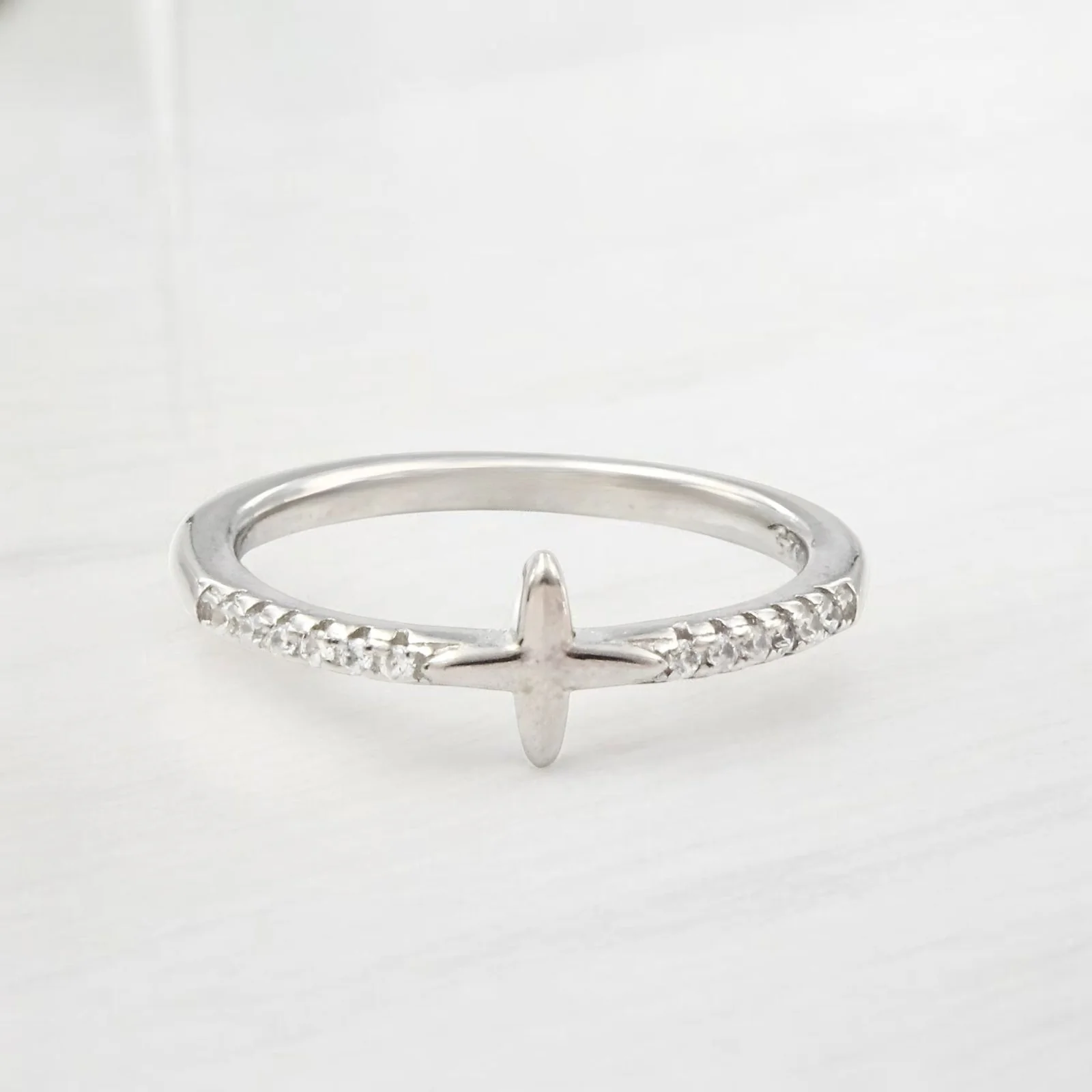 925 Real Silver White CZ North Star Ring - Image 3