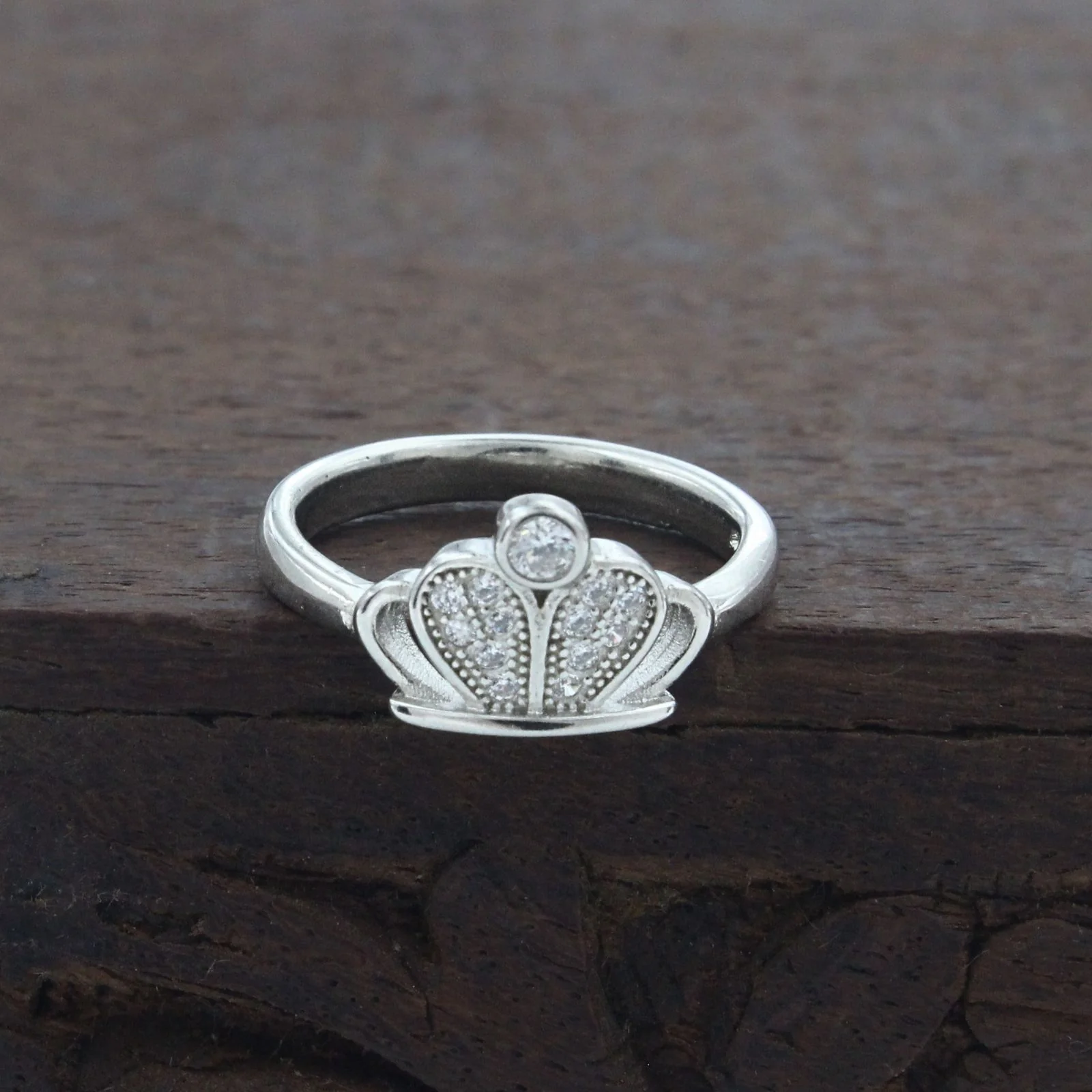 925 Real Silver White CZ Royal Look Princess Ring