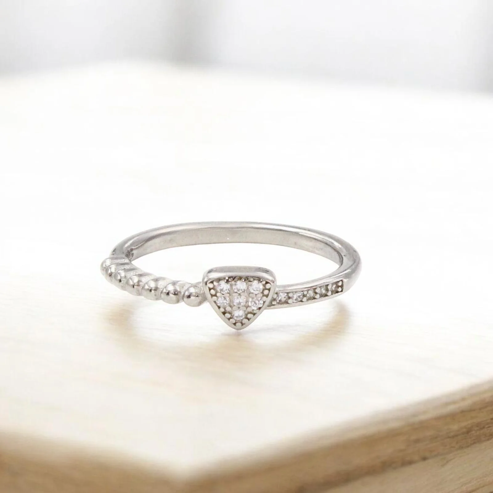 925 Real Silver White CZ Skinny Aurora Shine Mini Ring