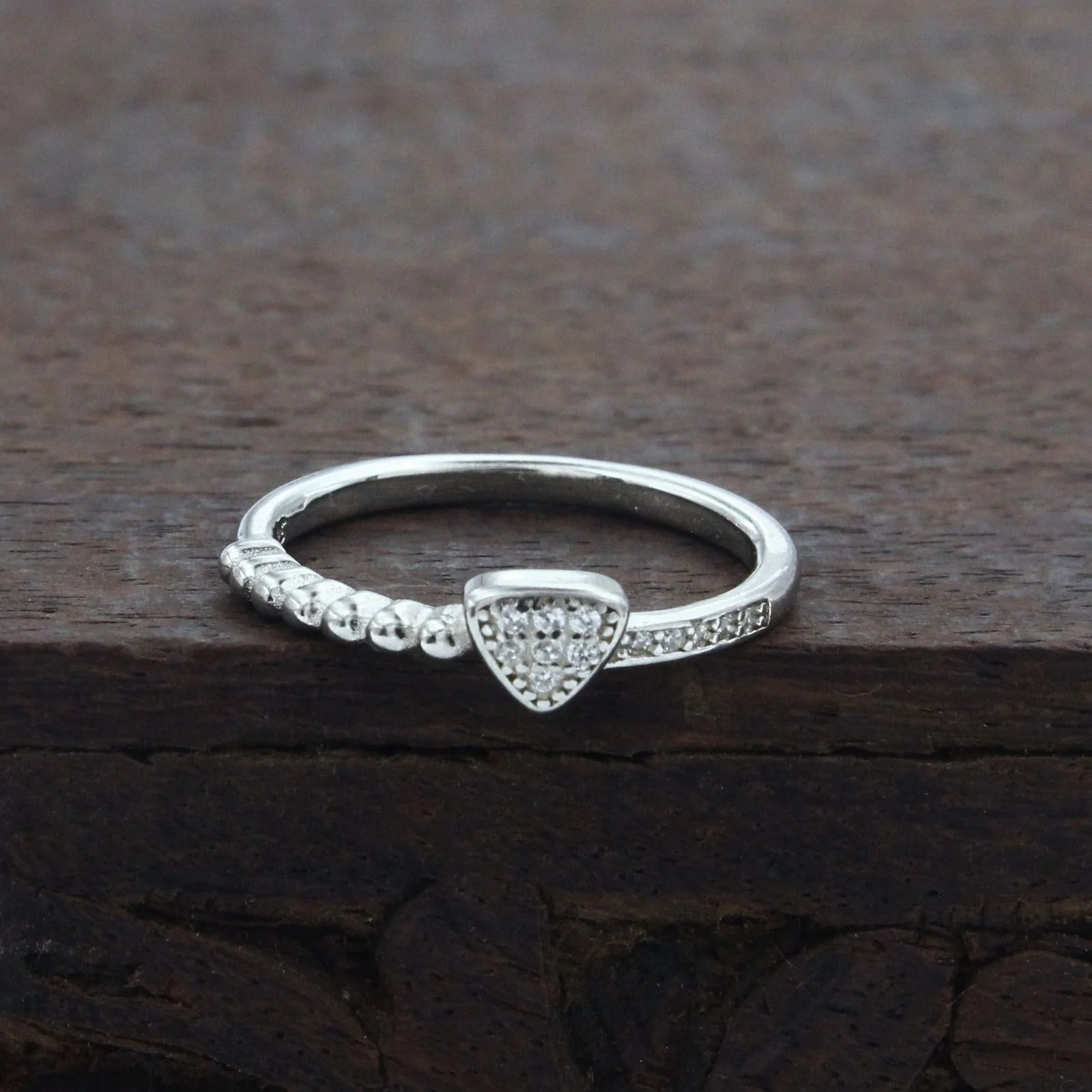 925 Real Silver White CZ Skinny Aurora Shine Mini Ring - Image 2