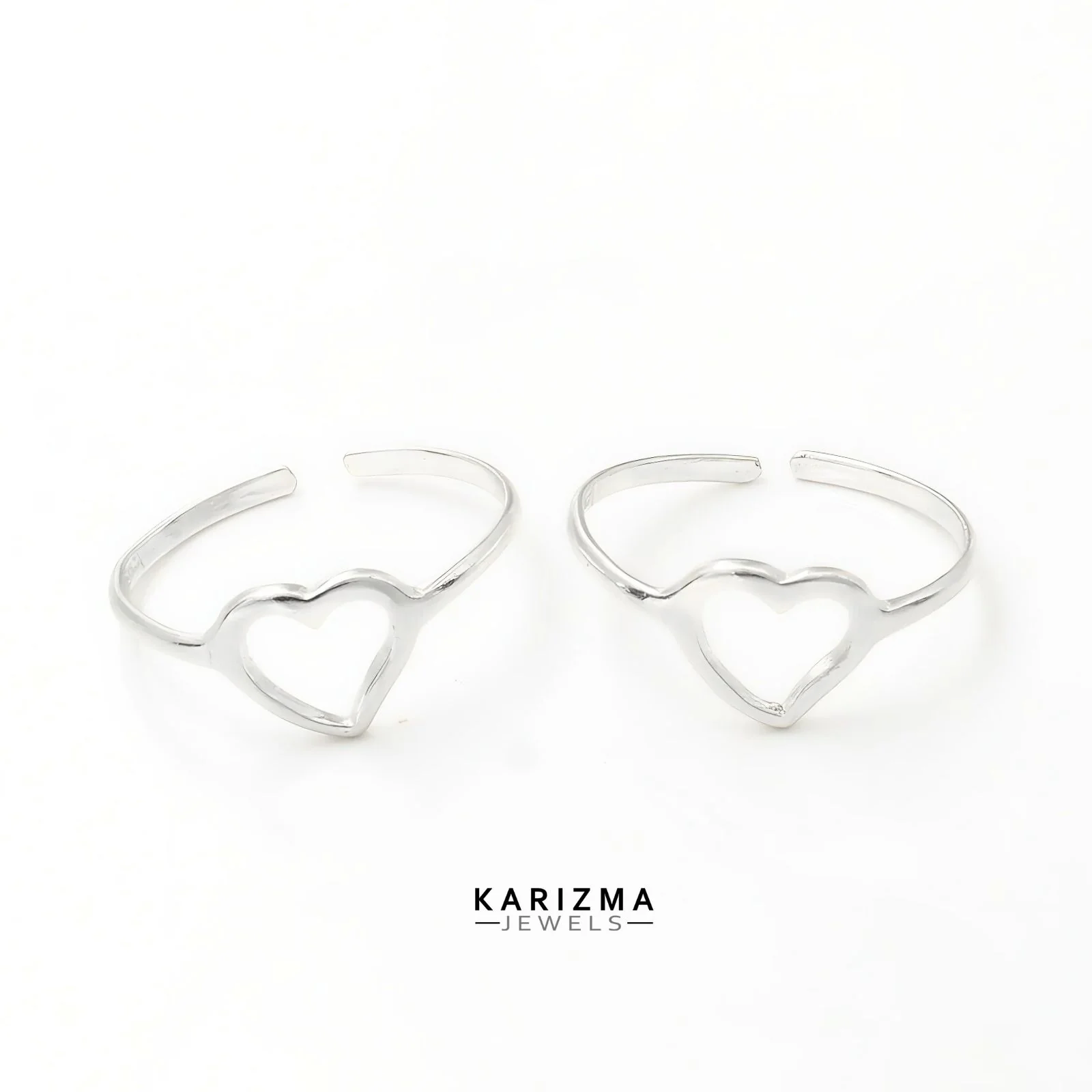 925 Real Sterling Silver Indian women Dedicate Heart Silver Toe Ring - Pair - Image 4