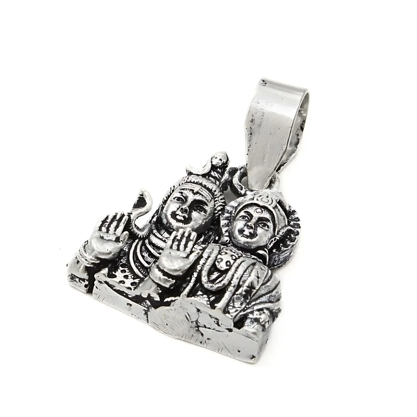 925 Real Sterling Silver Oxidized Hindu Spiritual Mahadev Parvati pendant - Image 4