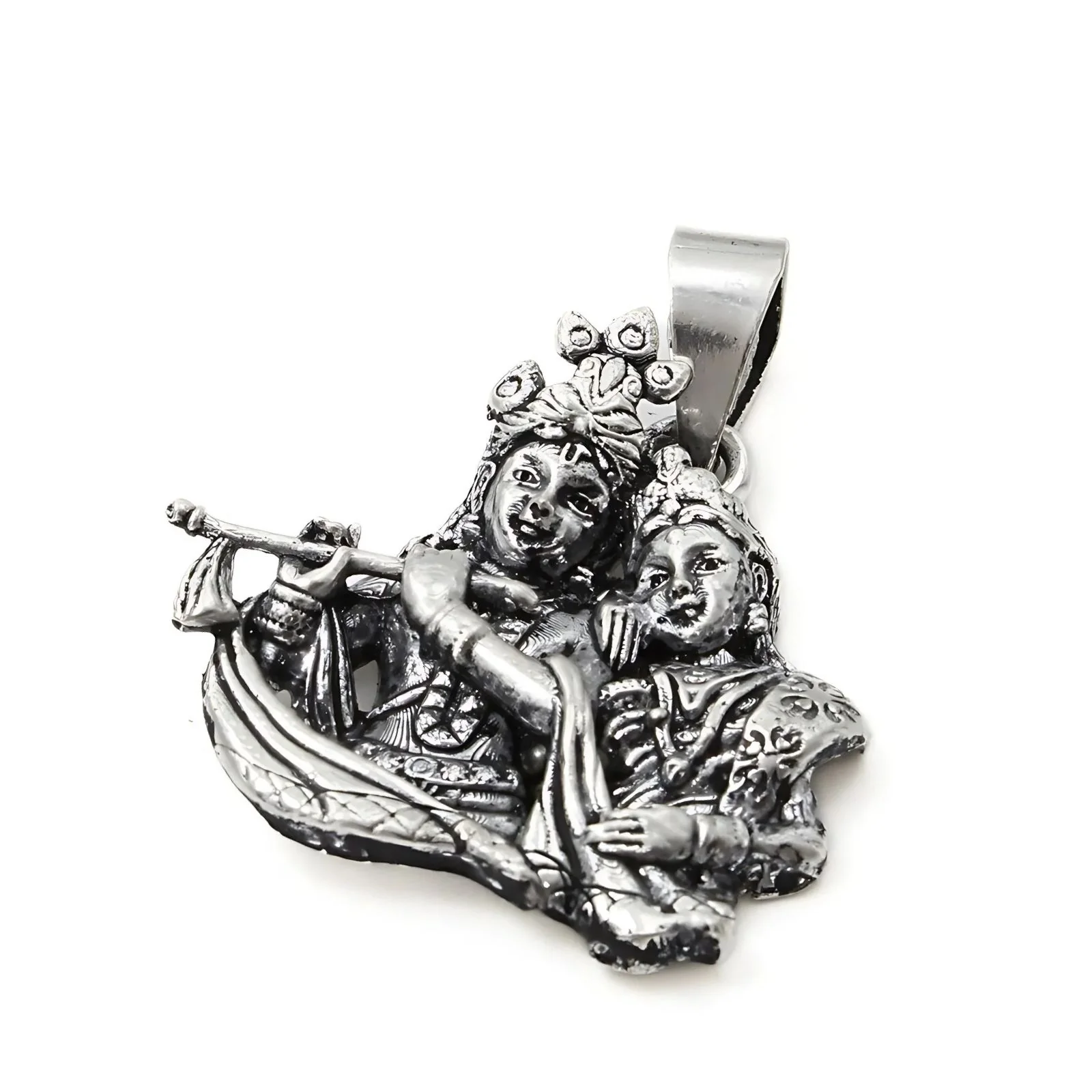 925 Real Sterling Silver Oxidized Lord Radha Krishna pendant - Image 3