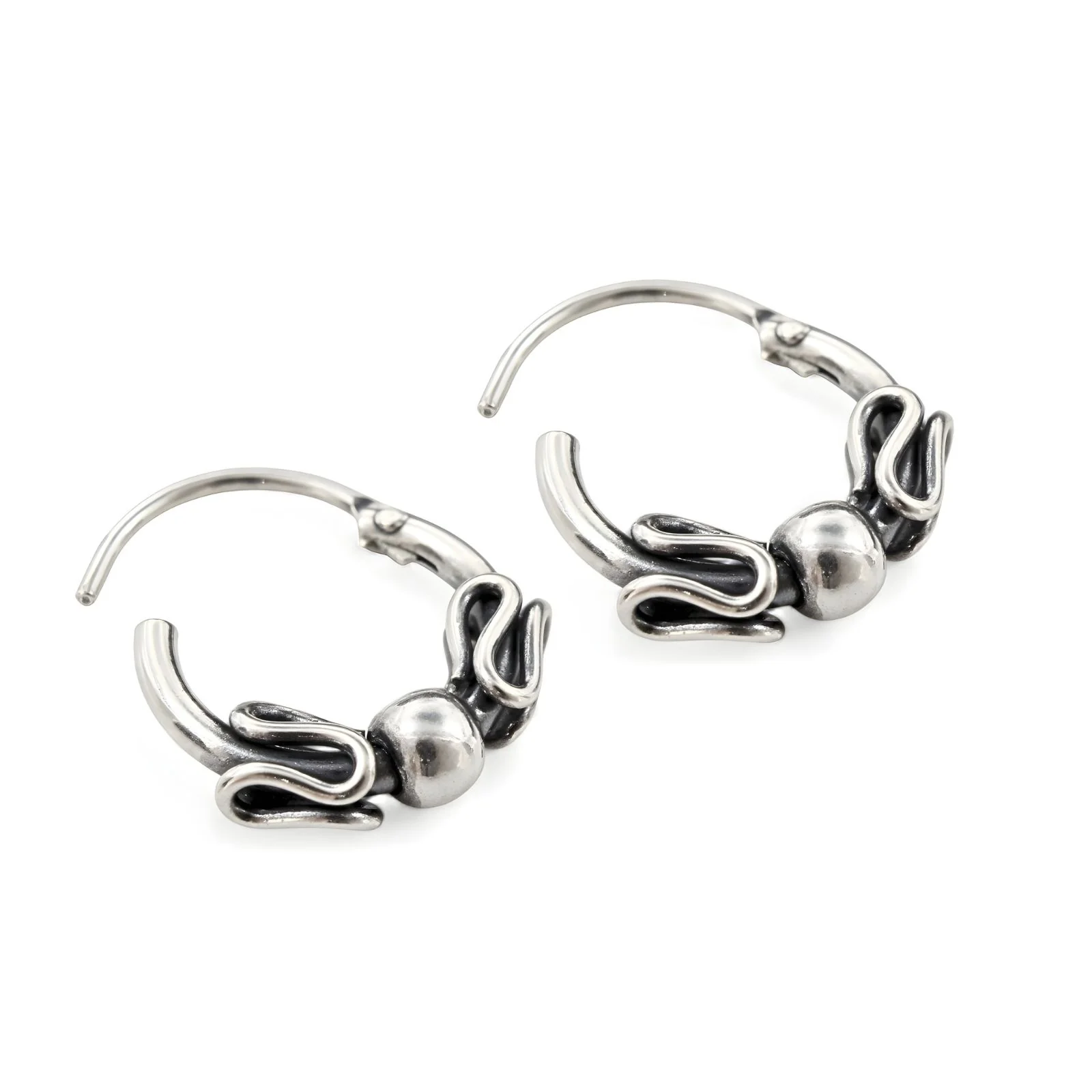 925 Real Sterling Silver Oxidized Twisted design hoop earrings for Girls - Pair - Image 3