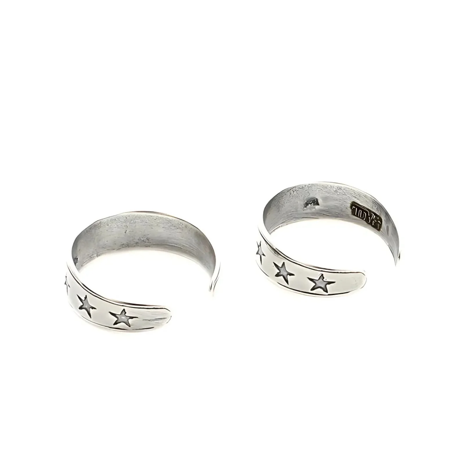 925 Real Sterling Silver women Oxidized star design Toe Ring - Pair - Image 5