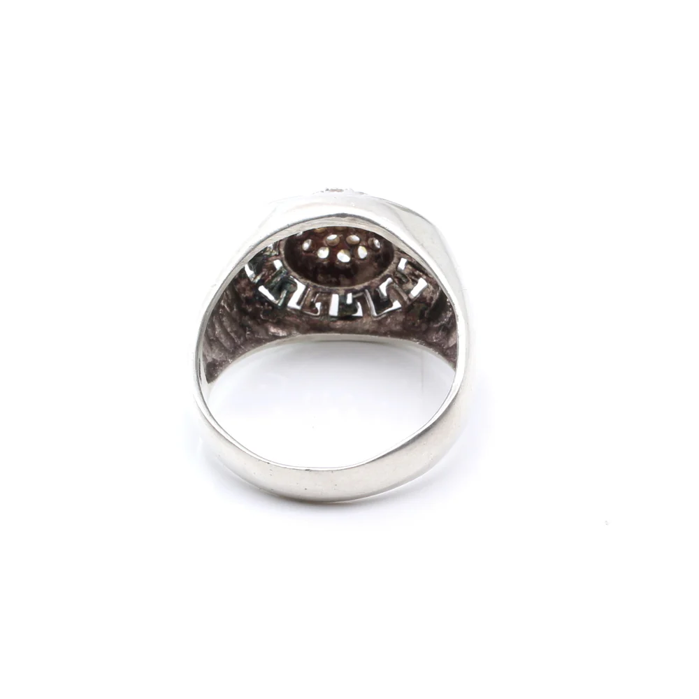 925 Sterling Silver CZ Versace-style Border Men's Ring - Image 4