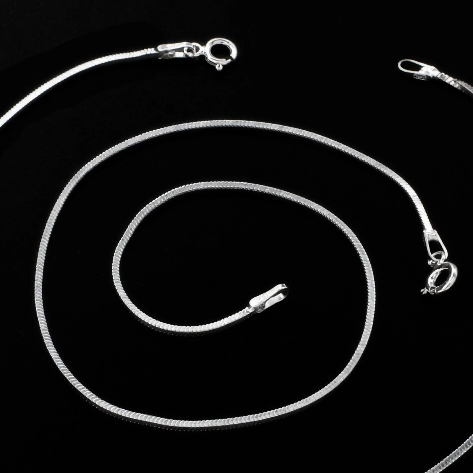 925 Sterling Silver girlish slim square snake Anklet Pair 10.3" - Image 4