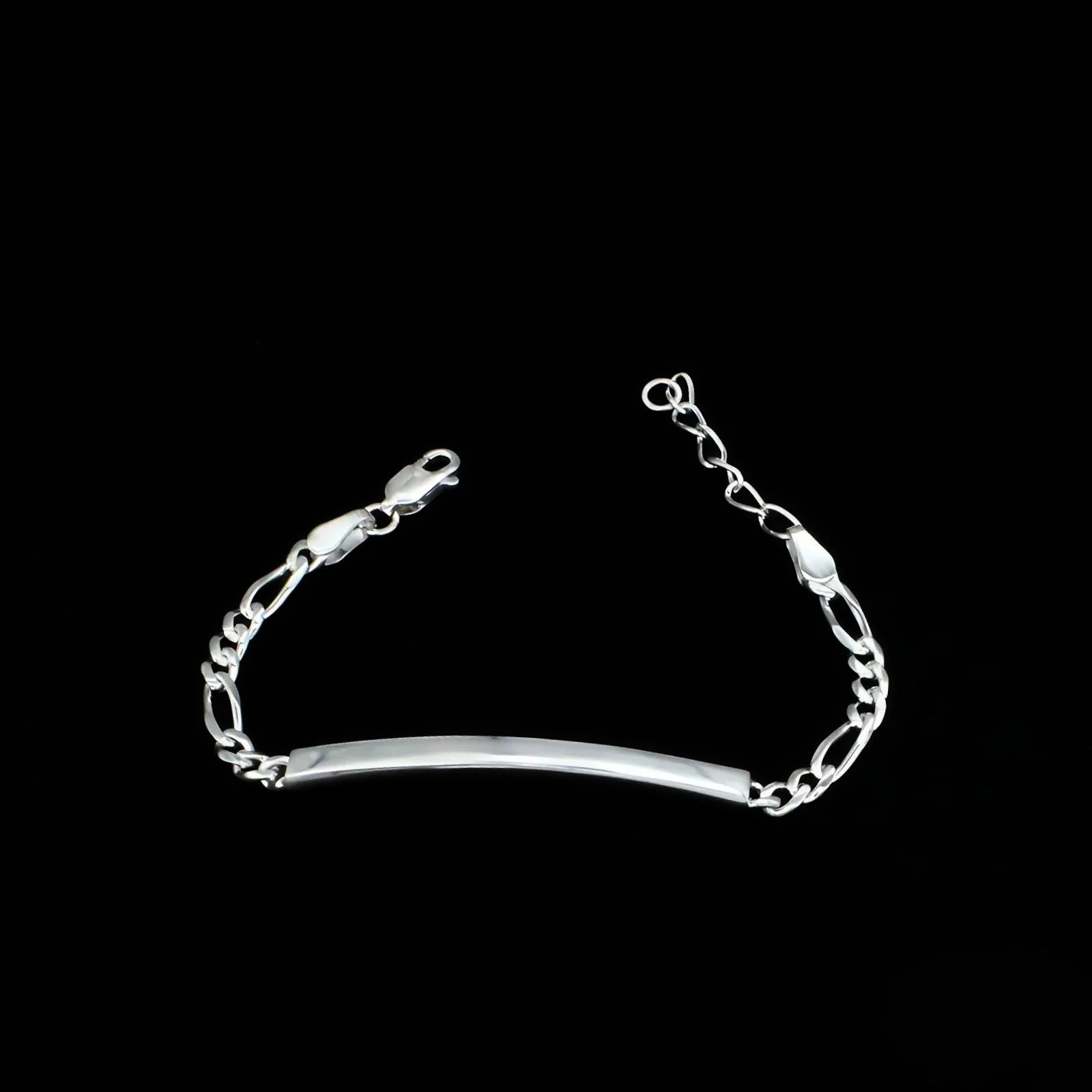 925 Sterling Silver Identity Bracelet with Classic Figaro Chain Elegant handmade kids Bracelet - Image 4