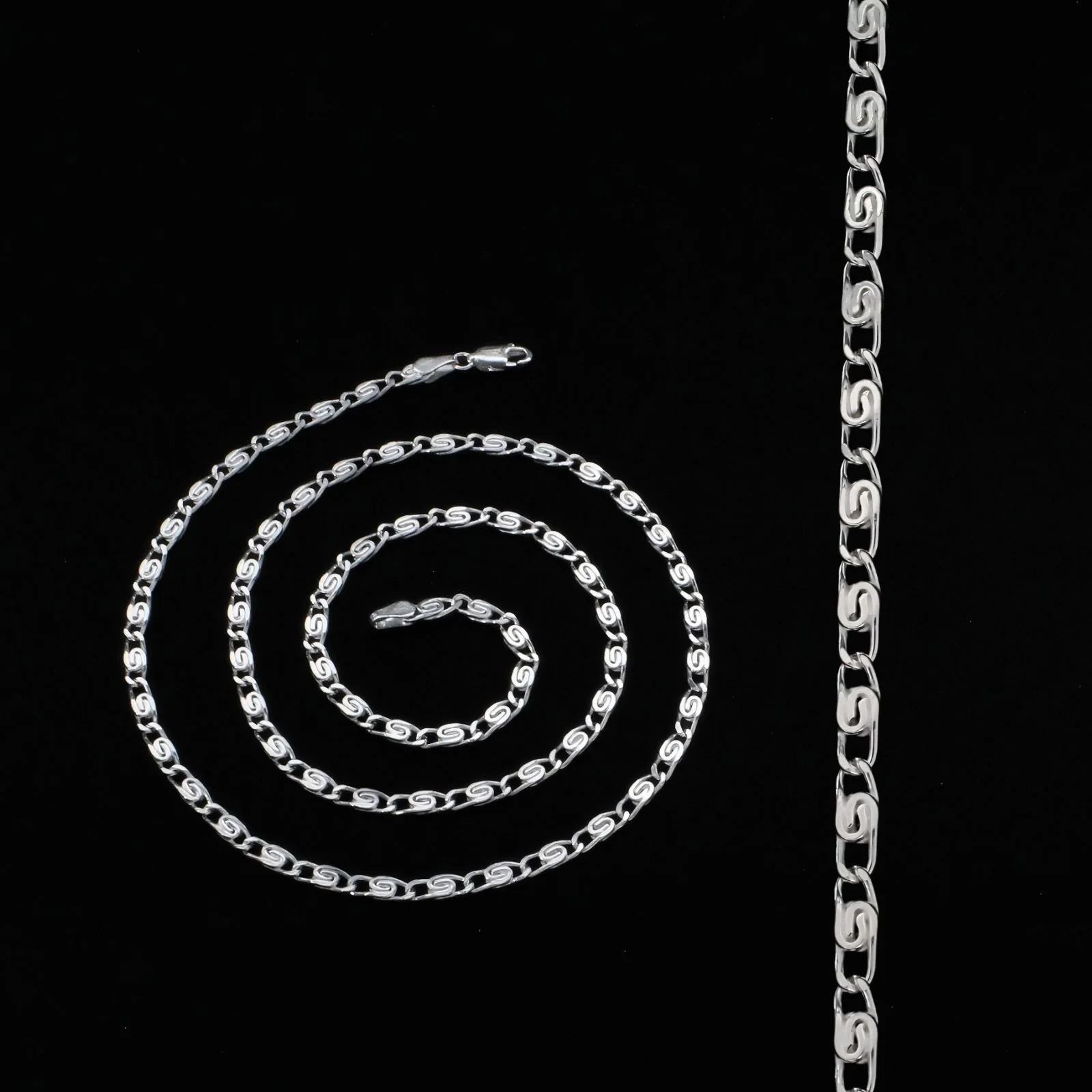 925 Sterling Silver Indian party wear Unisex JALEBI DESIGN Neck Chain 22" - Image 3