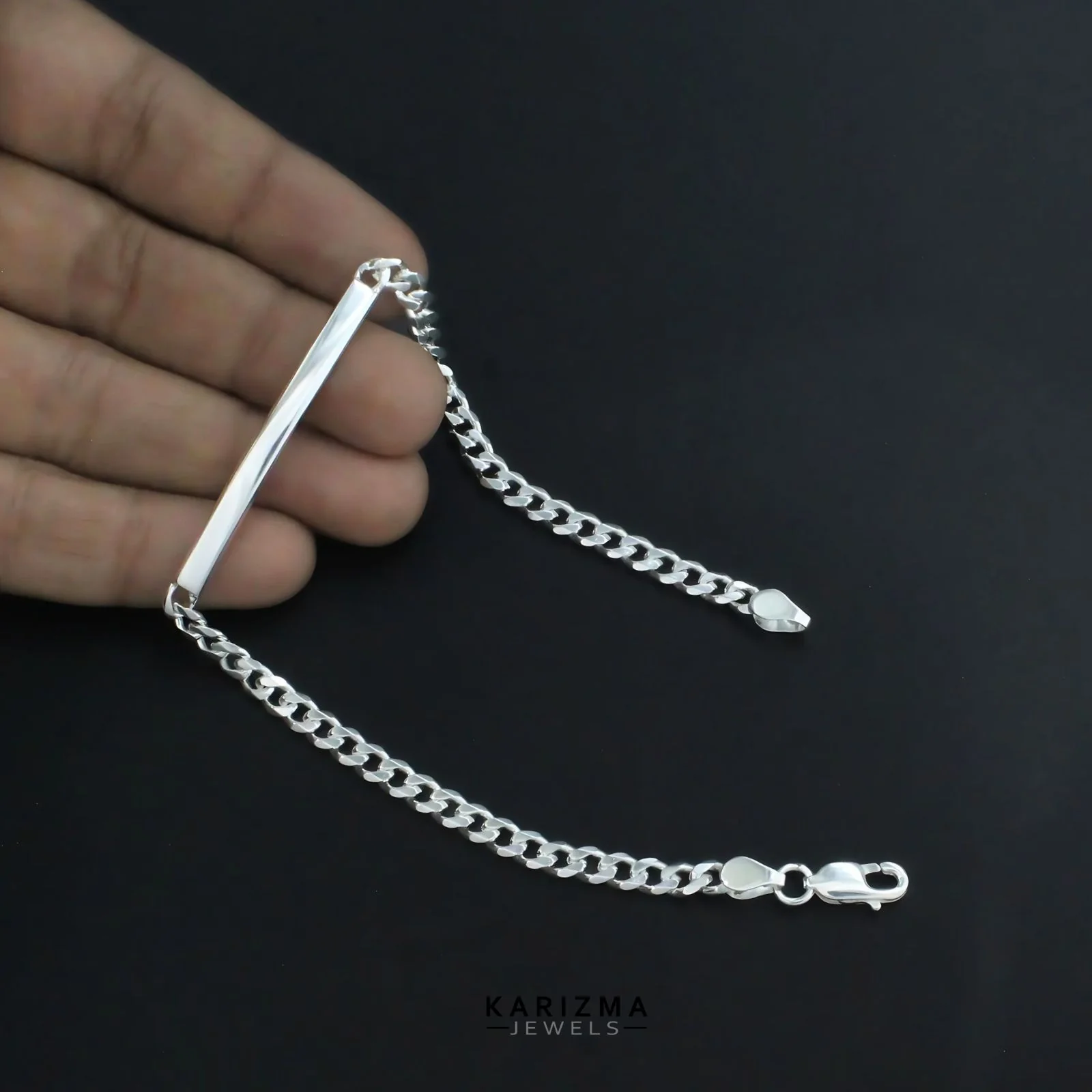 925 Sterling Silver Men's Thinnest Cuban Bracelet Man Jewelry 8.5" - Image 4